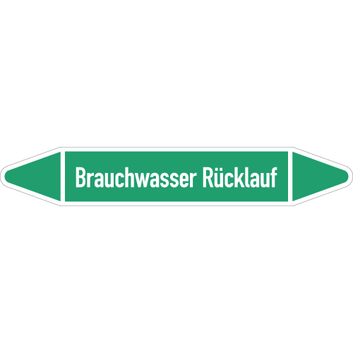 Rohrleitungsetikett Brauchwasser Rücklauf, gemäß DIN 2403, grün-weiß, für Rohre mit Ø 60 - 90 mm, Standardfolie, 310 x 52 mm, 3 St./Bogen Rohrleitungsetikett Brauchwasser Rücklauf, gemäß DIN 2403, grün-weiß, für Rohre mit Ø 60 - 90 mm, Standardfolie, 310 x 52 mm, 3 St./Bogen