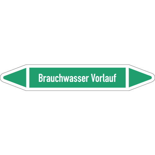 Rohrleitungsetikett Brauchwasser Vorlauf, gemäß DIN 2403, grün-weiß, für Rohre mit Ø 25 - 40 mm, Standardfolie, 154 x 26 mm, 5 St./Bogen Rohrleitungsetikett Brauchwasser Vorlauf, gemäß DIN 2403, grün-weiß, für Rohre mit Ø 25 - 40 mm, Standardfolie, 154 x 26 mm, 5 St./Bogen