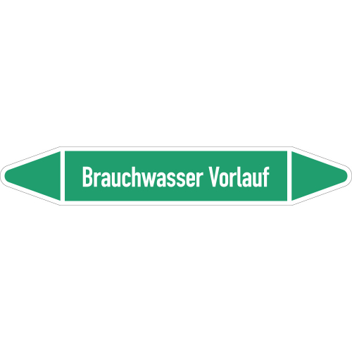 Rohrleitungsetikett Brauchwasser Vorlauf, gemäß DIN 2403, grün-weiß, für Rohre mit Ø 60 - 90 mm, Standardfolie, 310 x 52 mm, 3 St./Bogen Rohrleitungsetikett Brauchwasser Vorlauf, gemäß DIN 2403, grün-weiß, für Rohre mit Ø 60 - 90 mm, Standardfolie, 310 x 52 mm, 3 St./Bogen