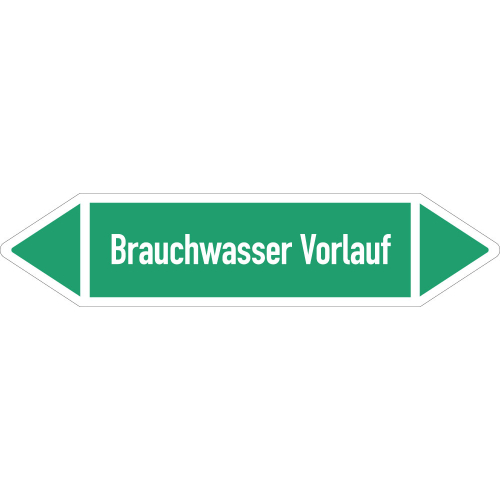 Rohrleitungsetikett Brauchwasser Vorlauf, gemäß DIN 2403, grün-weiß, für Rohre mit Ø ab 90 mm, Standardfolie, 440 x 100 mm, 2 St./Bogen Rohrleitungsetikett Brauchwasser Vorlauf, gemäß DIN 2403, grün-weiß, für Rohre mit Ø ab 90 mm, Standardfolie, 440 x 100 mm, 2 St./Bogen