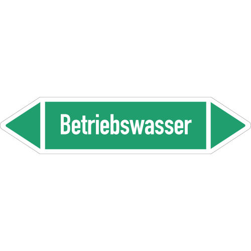 Rohrleitungsetikett Betriebswasser, gemäß DIN 2403, grün-weiß, für Rohre mit Ø ab 90 mm, Standardfolie, 440 x 100 mm, 2 St./Bogen Rohrleitungsetikett Betriebswasser, gemäß DIN 2403, grün-weiß, für Rohre mit Ø ab 90 mm, Standardfolie, 440 x 100 mm, 2 St./Bogen