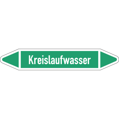 Rohrleitungsetikett Kreislaufwasser, gemäß DIN 2403, grün-weiß, für Rohre mit Ø 15 - 25 mm, Standardfolie, 96 x 17 mm, 8 St./Bogen Rohrleitungsetikett Kreislaufwasser, gemäß DIN 2403, grün-weiß, für Rohre mit Ø 15 - 25 mm, Standardfolie, 96 x 17 mm, 8 St./Bogen