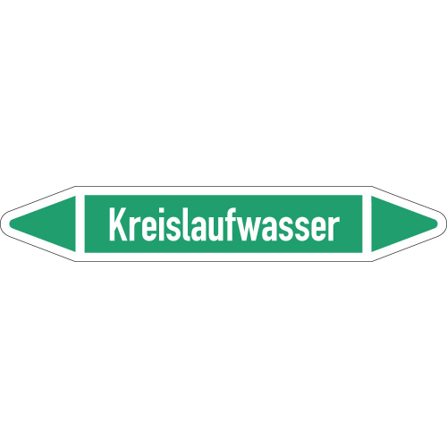 Rohrleitungsetikett Kreislaufwasser, gemäß DIN 2403, grün-weiß, für Rohre mit Ø 25 - 40 mm, Standardfolie, 154 x 26 mm, 5 St./Bogen Rohrleitungsetikett Kreislaufwasser, gemäß DIN 2403, grün-weiß, für Rohre mit Ø 25 - 40 mm, Standardfolie, 154 x 26 mm, 5 St./Bogen
