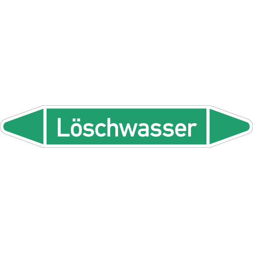 Rohrleitungsetikett Löschwasser, gemäß DIN 2403, grün-weiß, für Rohre mit Ø 60 - 90 mm, Standardfolie, 310 x 52 mm, 3 St./Bogen Rohrleitungsetikett Löschwasser, gemäß DIN 2403, grün-weiß, für Rohre mit Ø 60 - 90 mm, Standardfolie, 310 x 52 mm, 3 St./Bogen
