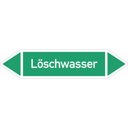 Rohrleitungsetikett Löschwasser, gemäß DIN 2403, grün-weiß, für Rohre mit Ø ab 90 mm, Standardfolie, 440 x 100 mm, 2 St./Bogen