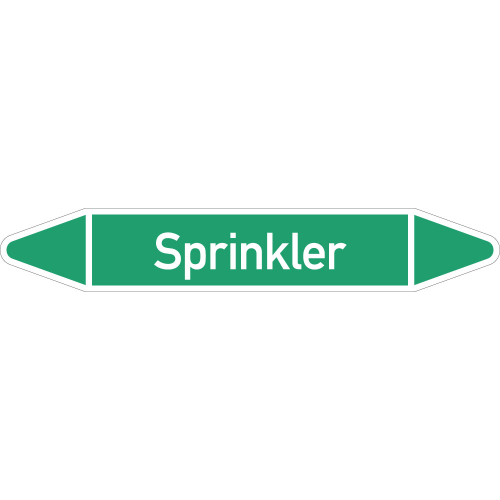 Rohrleitungsetikett Sprinkler, gemäß DIN 2403, grün-weiß, für Rohre mit Ø 60 - 90 mm, Standardfolie, 310 x 52 mm, 3 St./Bogen Rohrleitungsetikett Sprinkler, gemäß DIN 2403, grün-weiß, für Rohre mit Ø 60 - 90 mm, Standardfolie, 310 x 52 mm, 3 St./Bogen