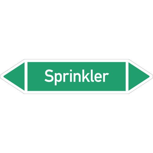 Rohrleitungsetikett Sprinkler, gemäß DIN 2403, grün-weiß, für Rohre mit Ø ab 90 mm, Standardfolie, 440 x 100 mm, 2 St./Bogen Rohrleitungsetikett Sprinkler, gemäß DIN 2403, grün-weiß, für Rohre mit Ø ab 90 mm, Standardfolie, 440 x 100 mm, 2 St./Bogen