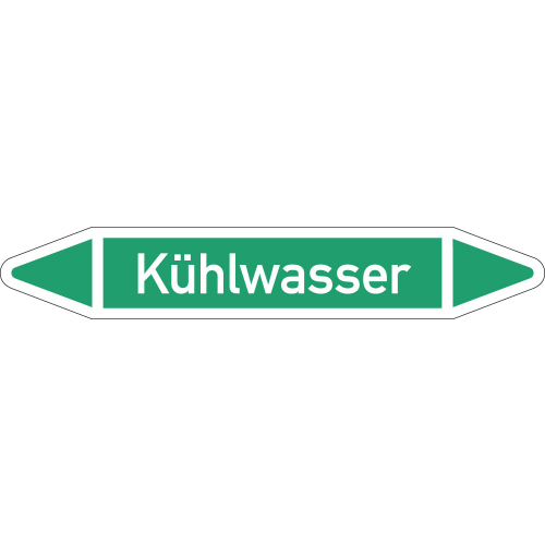 Rohrleitungsetikett Kühlwasser, gemäß DIN 2403, grün-weiß, für Rohre mit Ø 25 - 40 mm, Standardfolie, 154 x 26 mm, 5 St./Bogen Rohrleitungsetikett Kühlwasser, gemäß DIN 2403, grün-weiß, für Rohre mit Ø 25 - 40 mm, Standardfolie, 154 x 26 mm, 5 St./Bogen