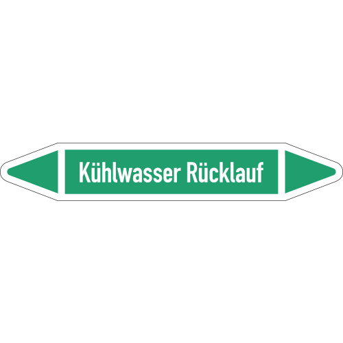 Rohrleitungsetikett Kühlwasser Rücklauf, gemäß DIN 2403, grün-weiß, für Rohre mit Ø 25 - 40 mm, Standardfolie, 154 x 26 mm, 5 St./Bogen Rohrleitungsetikett Kühlwasser Rücklauf, gemäß DIN 2403, grün-weiß, für Rohre mit Ø 25 - 40 mm, Standardfolie, 154 x 26 mm, 5 St./Bogen
