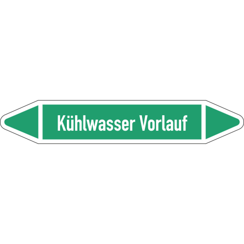 Rohrleitungsetikett Kühlwasser Vorlauf, gemäß DIN 2403, grün-weiß, für Rohre mit Ø 15 - 25 mm, Standardfolie, 96 x 17 mm, 8 St./Bogen Rohrleitungsetikett Kühlwasser Vorlauf, gemäß DIN 2403, grün-weiß, für Rohre mit Ø 15 - 25 mm, Standardfolie, 96 x 17 mm, 8 St./Bogen