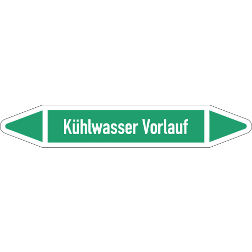 Rohrleitungsetikett Kühlwasser Vorlauf, gemäß DIN 2403, grün-weiß, für Rohre mit Ø 25 - 40 mm, Standardfolie, 154 x 26 mm, 5 St./Bogen Rohrleitungsetikett Kühlwasser Vorlauf, gemäß DIN 2403, grün-weiß, für Rohre mit Ø 25 - 40 mm, Standardfolie, 154 x 26 mm, 5 St./Bogen