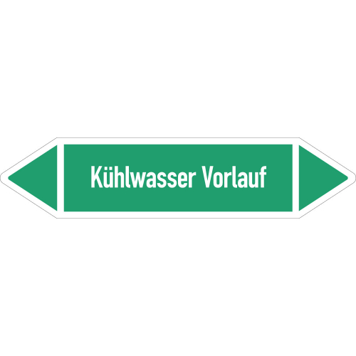 Rohrleitungsetikett Kühlwasser Vorlauf, gemäß DIN 2403, grün-weiß, für Rohre mit Ø ab 90 mm, Standardfolie, 440 x 100 mm, 2 St./Bogen Rohrleitungsetikett Kühlwasser Vorlauf, gemäß DIN 2403, grün-weiß, für Rohre mit Ø ab 90 mm, Standardfolie, 440 x 100 mm, 2 St./Bogen