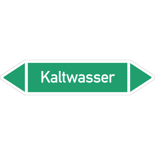 Rohrleitungsetikett Kaltwasser, gemäß DIN 2403, grün-weiß, für Rohre mit Ø ab 90 mm, Standardfolie, 440 x 100 mm, 2 St./Bogen Rohrleitungsetikett Kaltwasser, gemäß DIN 2403, grün-weiß, für Rohre mit Ø ab 90 mm, Standardfolie, 440 x 100 mm, 2 St./Bogen