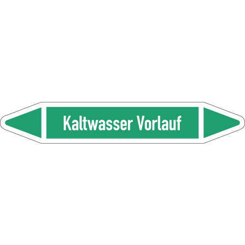 Rohrleitungsetikett Kaltwasser Vorlauf, gemäß DIN 2403, grün-weiß, für Rohre mit Ø 25 - 40 mm, Standardfolie, 154 x 26 mm, 5 St./Bogen Rohrleitungsetikett Kaltwasser Vorlauf, gemäß DIN 2403, grün-weiß, für Rohre mit Ø 25 - 40 mm, Standardfolie, 154 x 26 mm, 5 St./Bogen
