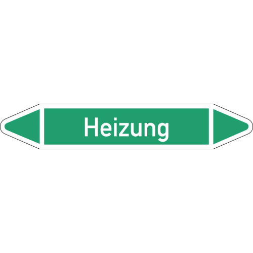 Rohrleitungsetikett Heizung, gemäß DIN 2403, grün-weiß, für Rohre mit Ø 15 - 25 mm, Standardfolie, 96 x 17 mm, 8 St./Bogen Rohrleitungsetikett Heizung, gemäß DIN 2403, grün-weiß, für Rohre mit Ø 15 - 25 mm, Standardfolie, 96 x 17 mm, 8 St./Bogen
