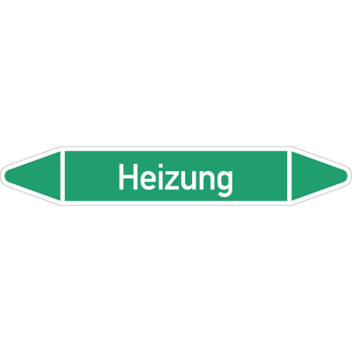 Rohrleitungsetikett Heizung, gemäß DIN 2403, grün-weiß, für Rohre mit Ø 60 - 90 mm, Standardfolie, 310 x 52 mm, 3 St./Bogen Rohrleitungsetikett Heizung, gemäß DIN 2403, grün-weiß, für Rohre mit Ø 60 - 90 mm, Standardfolie, 310 x 52 mm, 3 St./Bogen