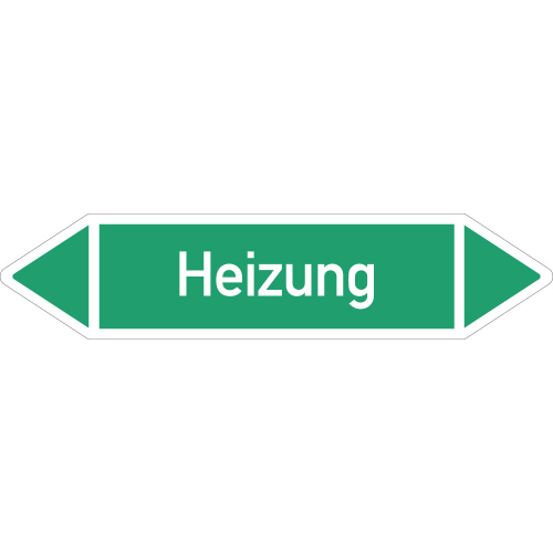 Rohrleitungsetikett Heizung, gemäß DIN 2403, grün-weiß, für Rohre mit Ø ab 90 mm, Standardfolie, 440 x 100 mm, 2 St./Bogen Rohrleitungsetikett Heizung, gemäß DIN 2403, grün-weiß, für Rohre mit Ø ab 90 mm, Standardfolie, 440 x 100 mm, 2 St./Bogen