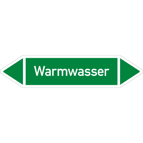 Rohrleitungsetikett Warmwasser, gemäß DIN 2403, grün-weiß, für Rohre mit Ø ab 90 mm, Standardfolie, 440 x 100 mm, 2 St./Bogen Rohrleitungsetikett Warmwasser, gemäß DIN 2403, grün-weiß, für Rohre mit Ø ab 90 mm, Standardfolie, 440 x 100 mm, 2 St./Bogen