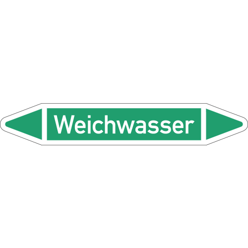 Rohrleitungsetikett Weichwasser, gemäß DIN 2403, grün-weiß, für Rohre mit Ø 25 - 40 mm, Standardfolie, 154 x 26 mm, 5 St./Bogen Rohrleitungsetikett Weichwasser, gemäß DIN 2403, grün-weiß, für Rohre mit Ø 25 - 40 mm, Standardfolie, 154 x 26 mm, 5 St./Bogen