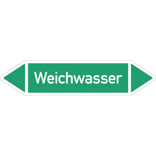 Rohrleitungsetikett Weichwasser, gemäß DIN 2403, grün-weiß, für Rohre mit Ø ab 90 mm, Standardfolie, 440 x 100 mm, 2 St./Bogen Rohrleitungsetikett Weichwasser, gemäß DIN 2403, grün-weiß, für Rohre mit Ø ab 90 mm, Standardfolie, 440 x 100 mm, 2 St./Bogen