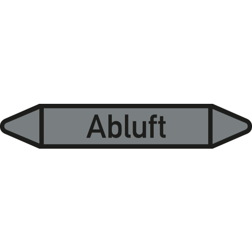 Rohrleitungsetikett Abluft, gemäß DIN 2403, grau-schwarz, für Rohre mit Ø 15 - 25 mm, Standardfolie, 96 x 17 mm, 8 St./Bogen