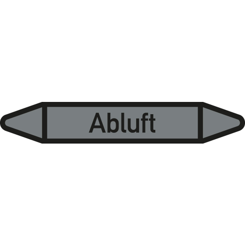 Rohrleitungsetikett Abluft, gemäß DIN 2403, grau-schwarz, für Rohre mit Ø 40 - 60 mm, Standardfolie, 218 x 37 mm, 5 St./Bogen Rohrleitungsetikett Abluft, gemäß DIN 2403, grau-schwarz, für Rohre mit Ø 40 - 60 mm, Standardfolie, 218 x 37 mm, 5 St./Bogen