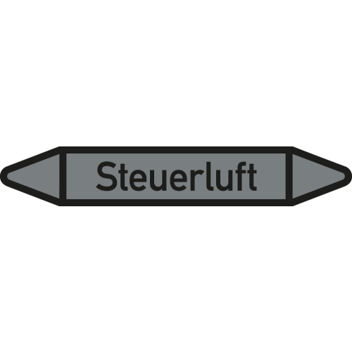 Rohrleitungsetikett Steuerluft, gemäß DIN 2403, grau-schwarz, für Rohre mit Ø 25 - 40 mm, Standardfolie, 154 x 26 mm, 5 St./Bogen