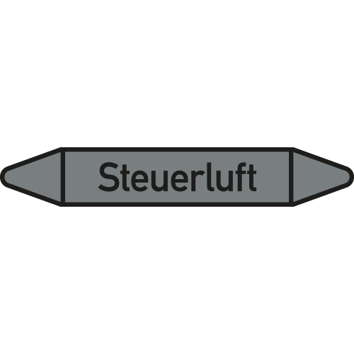 Rohrleitungsetikett Steuerluft, gemäß DIN 2403, grau-schwarz, für Rohre mit Ø 60 - 90 mm, Standardfolie, 310 x 52 mm, 3 St./Bogen Rohrleitungsetikett Steuerluft, gemäß DIN 2403, grau-schwarz, für Rohre mit Ø 60 - 90 mm, Standardfolie, 310 x 52 mm, 3 St./Bogen