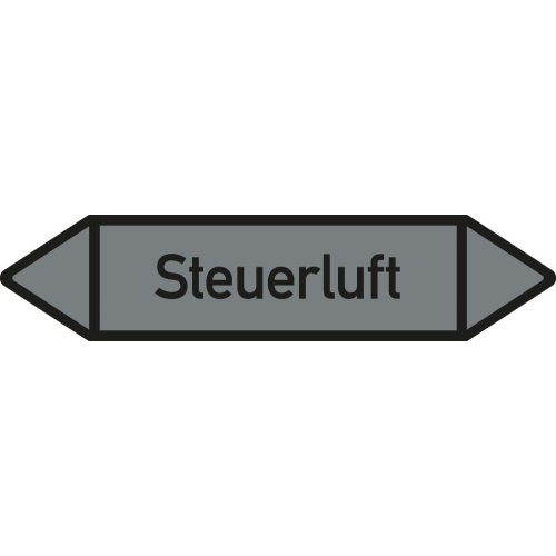 Rohrleitungsetikett Steuerluft, gemäß DIN 2403, grau-schwarz, für Rohre mit Ø ab 90 mm, Standardfolie, 440 x 100 mm, 2 St./Bogen Rohrleitungsetikett Steuerluft, gemäß DIN 2403, grau-schwarz, für Rohre mit Ø ab 90 mm, Standardfolie, 440 x 100 mm, 2 St./Bogen