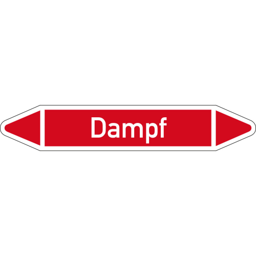 Rohrleitungsetikett Dampf, gemäß DIN 2403, rot-weiß, für Rohre mit Ø 15 - 25 mm, Standardfolie, 96 x 17 mm, 8 St./Bogen Rohrleitungsetikett Dampf, gemäß DIN 2403, rot-weiß, für Rohre mit Ø 15 - 25 mm, Standardfolie, 96 x 17 mm, 8 St./Bogen