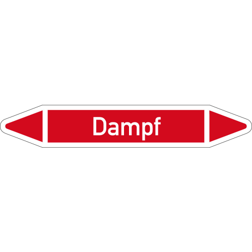 Rohrleitungsetikett Dampf, gemäß DIN 2403, rot-weiß, für Rohre mit Ø 25 - 40 mm, Standardfolie, 154 x 26 mm, 5 St./Bogen Rohrleitungsetikett Dampf, gemäß DIN 2403, rot-weiß, für Rohre mit Ø 25 - 40 mm, Standardfolie, 154 x 26 mm, 5 St./Bogen