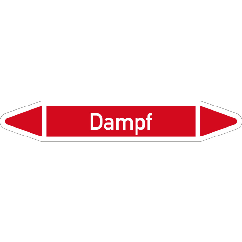 Rohrleitungsetikett Dampf, gemäß DIN 2403, rot-weiß, für Rohre mit Ø 40 - 60 mm, Standardfolie, 218 x 37 mm, 5 St./Bogen Rohrleitungsetikett Dampf, gemäß DIN 2403, rot-weiß, für Rohre mit Ø 40 - 60 mm, Standardfolie, 218 x 37 mm, 5 St./Bogen
