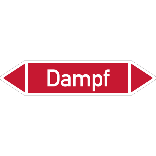 Rohrleitungsetikett Dampf, gemäß DIN 2403, rot-weiß, für Rohre mit Ø ab 90 mm, Standardfolie, 440 x 100 mm, 2 St./Bogen Rohrleitungsetikett Dampf, gemäß DIN 2403, rot-weiß, für Rohre mit Ø ab 90 mm, Standardfolie, 440 x 100 mm, 2 St./Bogen
