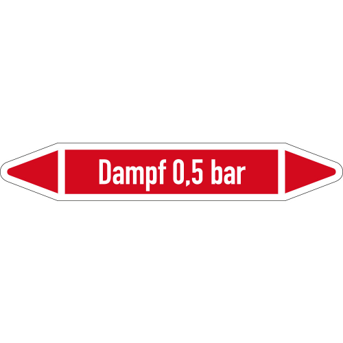 Rohrleitungsetikett Dampf 0,5 bar, gemäß DIN 2403, rot-weiß, für Rohre mit Ø 25 - 40 mm, Standardfolie, 154 x 26 mm, 5 St./Bogen Rohrleitungsetikett Dampf 0,5 bar, gemäß DIN 2403, rot-weiß, für Rohre mit Ø 25 - 40 mm, Standardfolie, 154 x 26 mm, 5 St./Bogen