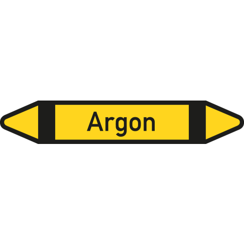 Rohrleitungsetikett Argon, gemäß DIN 2403, gelb-schwarz-schwarz, für Rohre mit Ø 15 - 25 mm, Standardfolie, 96 x 17 mm, 8 St./Bogen