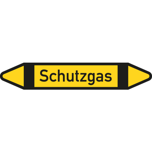 Rohrleitungsetikett Schutzgas, gemäß DIN 2403, gelb-schwarz-schwarz, für Rohre mit Ø 15 - 25 mm, Standardfolie, 96 x 17 mm, 8 St./Bogen Rohrleitungsetikett Schutzgas, gemäß DIN 2403, gelb-schwarz-schwarz, für Rohre mit Ø 15 - 25 mm, Standardfolie, 96 x 17 mm, 8 St./Bogen