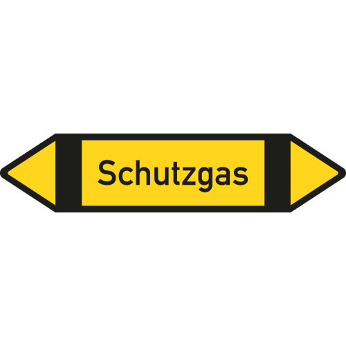 Rohrleitungsetikett Schutzgas, gemäß DIN 2403, gelb-schwarz-schwarz, für Rohre mit Ø ab 90 mm, Standardfolie, 440 x 100 mm, 2 St./Bogen Rohrleitungsetikett Schutzgas, gemäß DIN 2403, gelb-schwarz-schwarz, für Rohre mit Ø ab 90 mm, Standardfolie, 440 x 100 mm, 2 St./Bogen