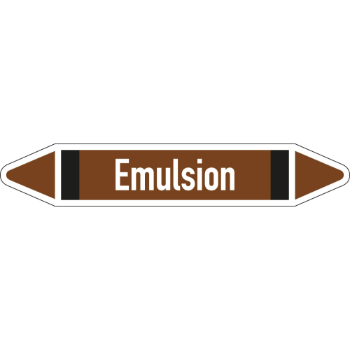 Rohrleitungsetikett Emulsion, gemäß DIN 2403, braun-weiß-schwarz, für Rohre mit Ø 15 -25 mm, Standardfolie, 96 x 17 mm, 8 St./Bogen