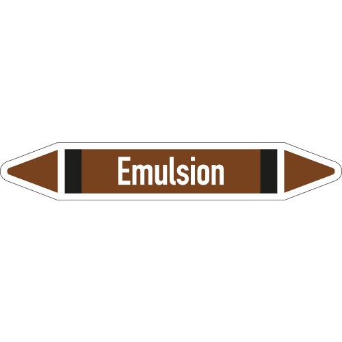 Rohrleitungsetikett Emulsion, gemäß DIN 2403, braun-weiß-schwarz, für Rohre mit Ø 25 - 40 mm, Standardfolie, 154 x 26 mm, 5 St./Bogen