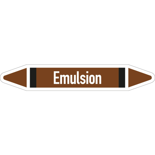 Rohrleitungsetikett Emulsion, gemäß DIN 2403, braun-weiß-schwarz, für Rohre mit Ø 40 - 60 mm, Standardfolie, 218 x 37 mm, 5 St./Bogen Rohrleitungsetikett Emulsion, gemäß DIN 2403, braun-weiß-schwarz, für Rohre mit Ø 40 - 60 mm, Standardfolie, 218 x 37 mm, 5 St./Bogen