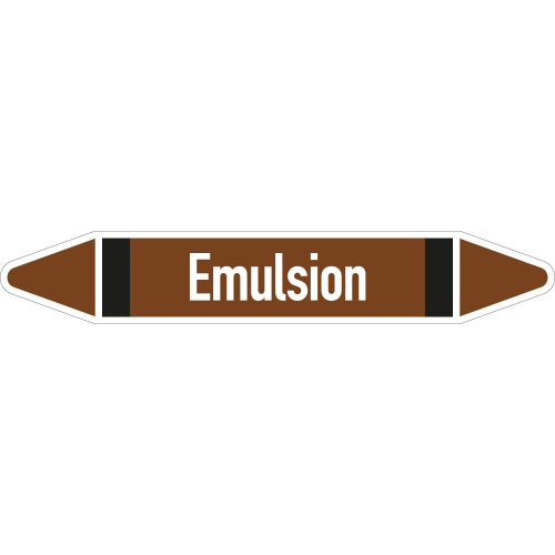 Rohrleitungsetikett Emulsion, gemäß DIN 2403, braun-weiß-schwarz, für Rohre mit Ø 60 - 90 mm, Standardfolie, 310 x 52 mm, 3 St./Bogen