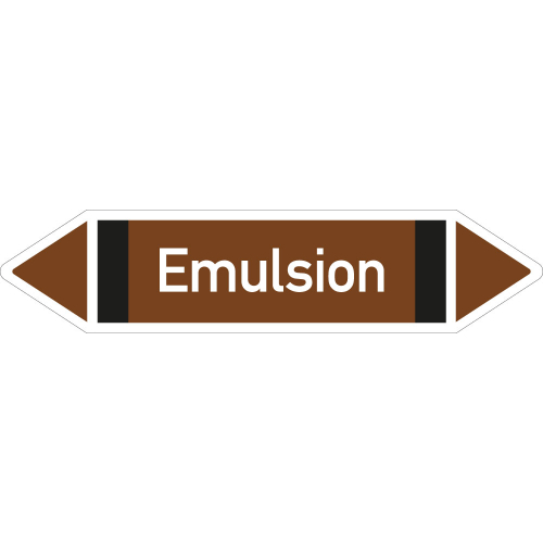 Rohrleitungsetikett Emulsion, gemäß DIN 2403, braun-weiß-schwarz, für Rohre mit Ø ab 90 mm, Standardfolie, 440 x 100 mm, 2 St./Bogen