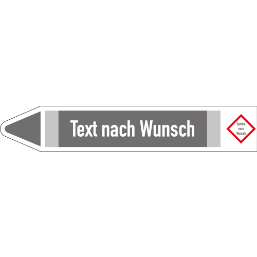 Bild der Vorderseite des Rohrleitungsetiketts:, nach Wunsch, links, , , Ø ab 90 mm, Standardfolie