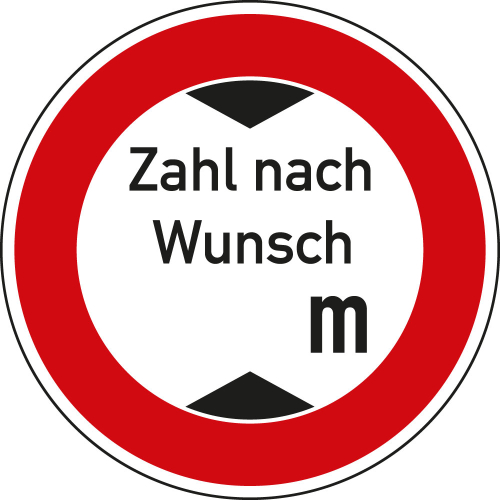 Hauptbild Verkehrszeichen Nr. 265 Verbot für Fahrzeuge mit Höhe nach Wunsch, Aluminium reflektierend RA1, Ø 420 mm, 1 Stück