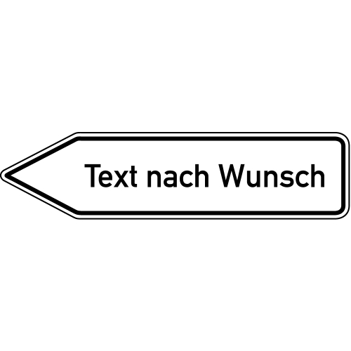 Hauptbild Wegweiser: Text nach Wunsch linksweisend, weiß, DIN 67520, Aluminium RA1 reflektierend, 1400 x 350 mm