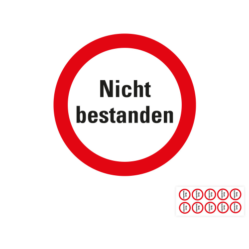 Produkt Hauptbild von Infoplakette Nicht bestanden, weiß, fälschungssichere Folie, Ø 30 mm, 18 St./Bogen