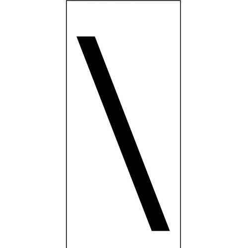 Schrägstrich für Ziffern und Buchstaben, Schrifthöhe 25 mm, weiß-schwarz, Folie mit Oberflächenschutz, 14,9 x 32,5 mm, 10 St./Bogen
Schrägstrich für Ziffern und Buchstaben, Schrifthöhe 25 mm, weiß-schwarz, Folie mit Oberflächenschutz, 14,9 x 32,5 mm, 10 St./Bogen