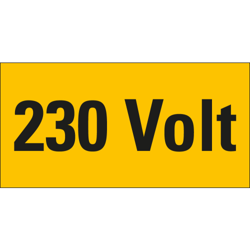 Warnschild: 230 Volt, Rechteck, gelb-schwarz Warnschild: 230 Volt, Rechteck, gelb-schwarz