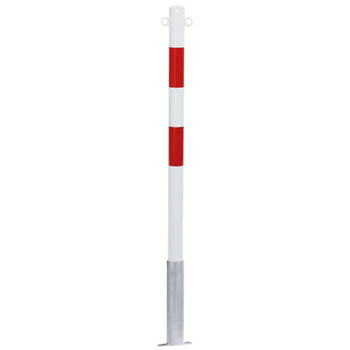 Absperrpfosten Bern zum Einbetonieren, 2 Kettenösen, rot-weiß reflektierend, Stahl pulverbeschichtet, Ø 60 mm, 1400 mm, 1 Stück