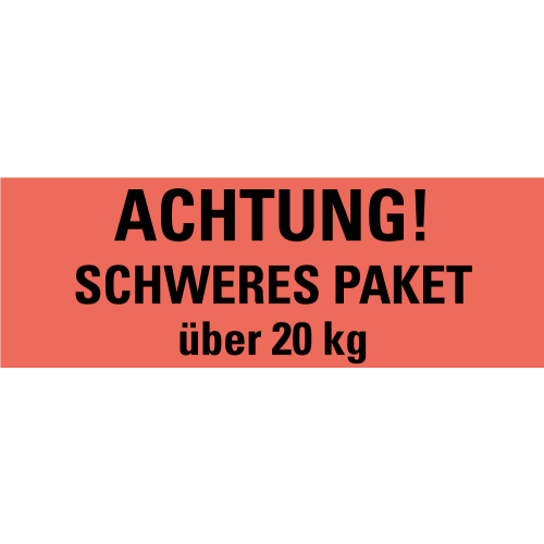 Produkt Hauptbild von Hinweisetikett PAKET über 20 kg, leuchtrot, permanent haftendes Haftpapier, 147 x 50mm, 250 St./Rolle Produkt Hauptbild von Hinweisetikett PAKET über 20 kg, leuchtrot, permanent haftendes Haftpapier, 147 x 50mm, 250 St./Rolle